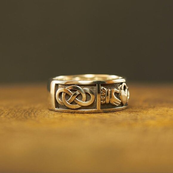 💝 Trendy Mujer Guard Concentric Knot Carving Heart Rings for Women, PD622 - Picture 4 of 7